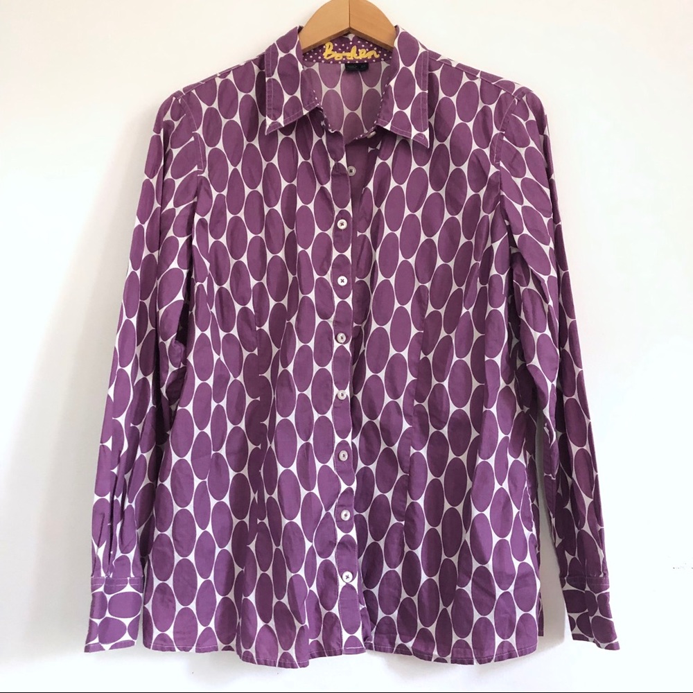 Boden classic shirt in printed purple oval pattern